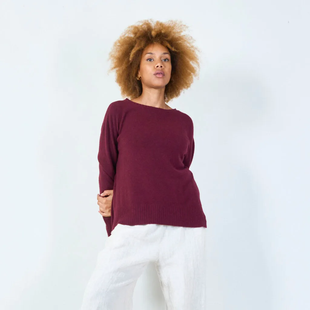 Classic knit sweater with ribbed hem wholesale