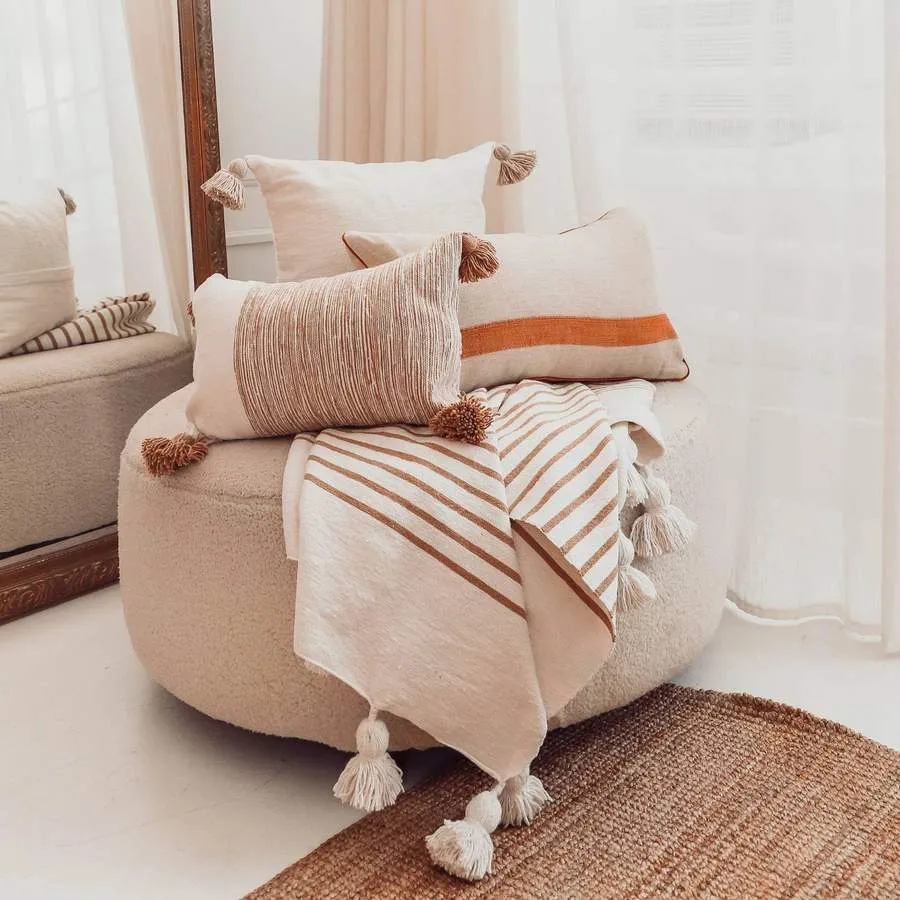 Coco Striped Moroccan Pom Pom Throw