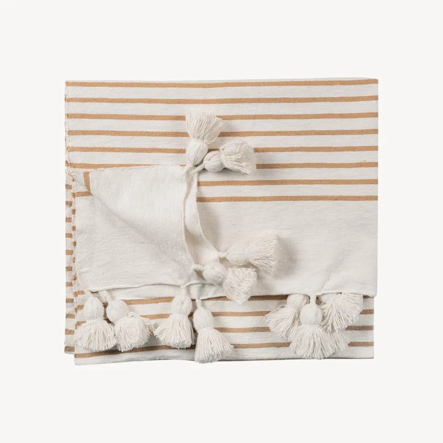 Coco Striped Moroccan Pom Pom Throw