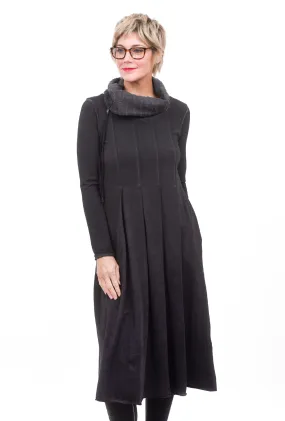 Contrast Cowl Dress, Anthracite