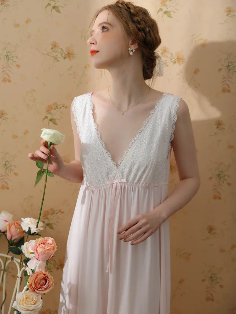 Cotton V Neck Flare Nightgown