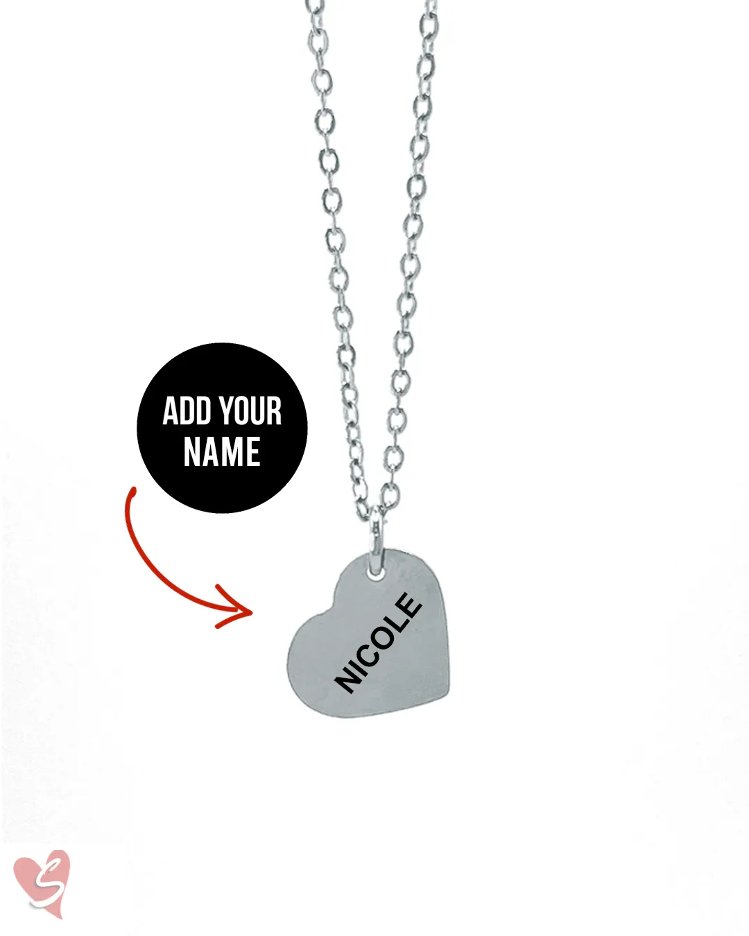 Custom Soulmate© Slant Heart Text Necklace