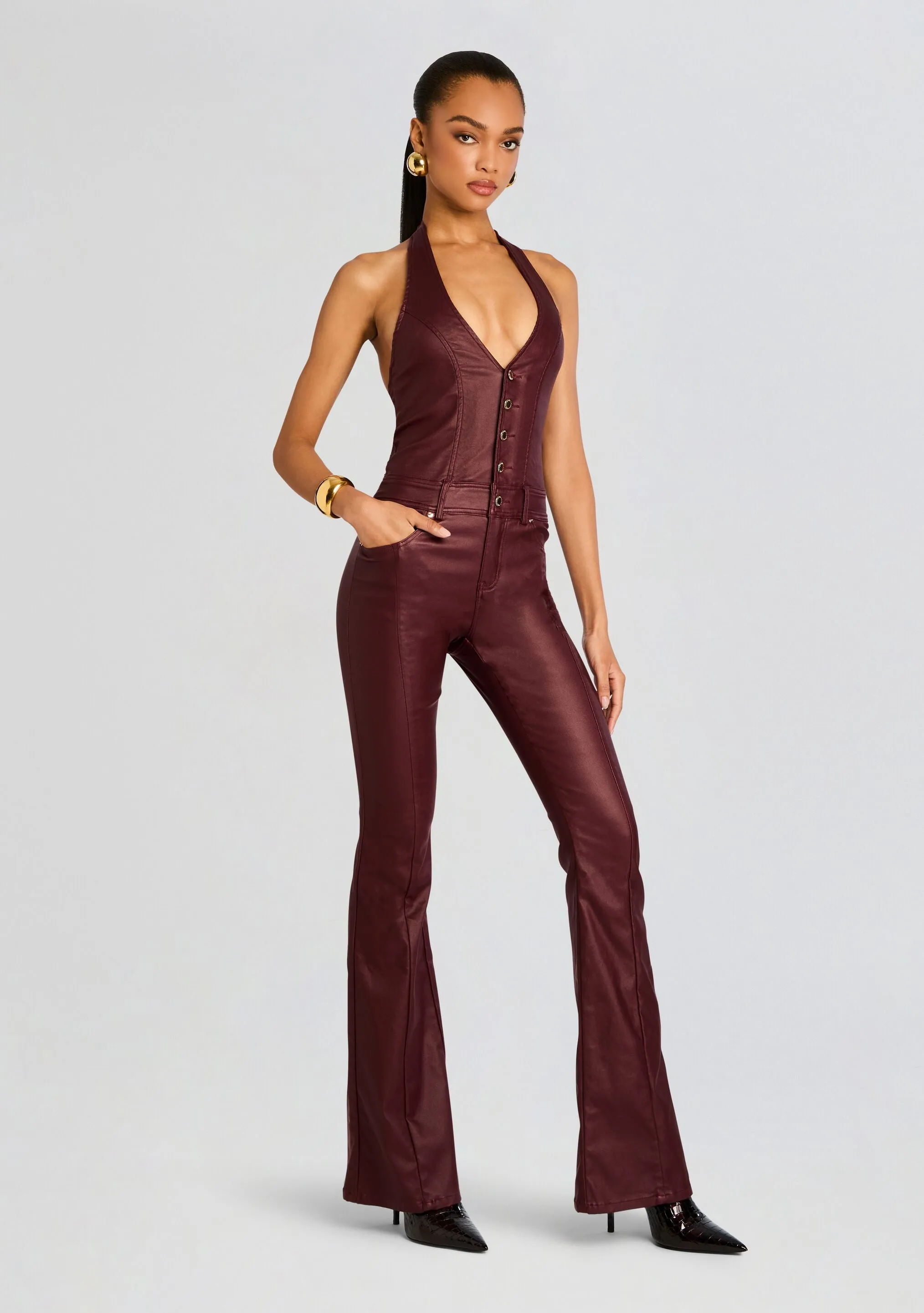 Cynthia Coated Denim Jumpsuit