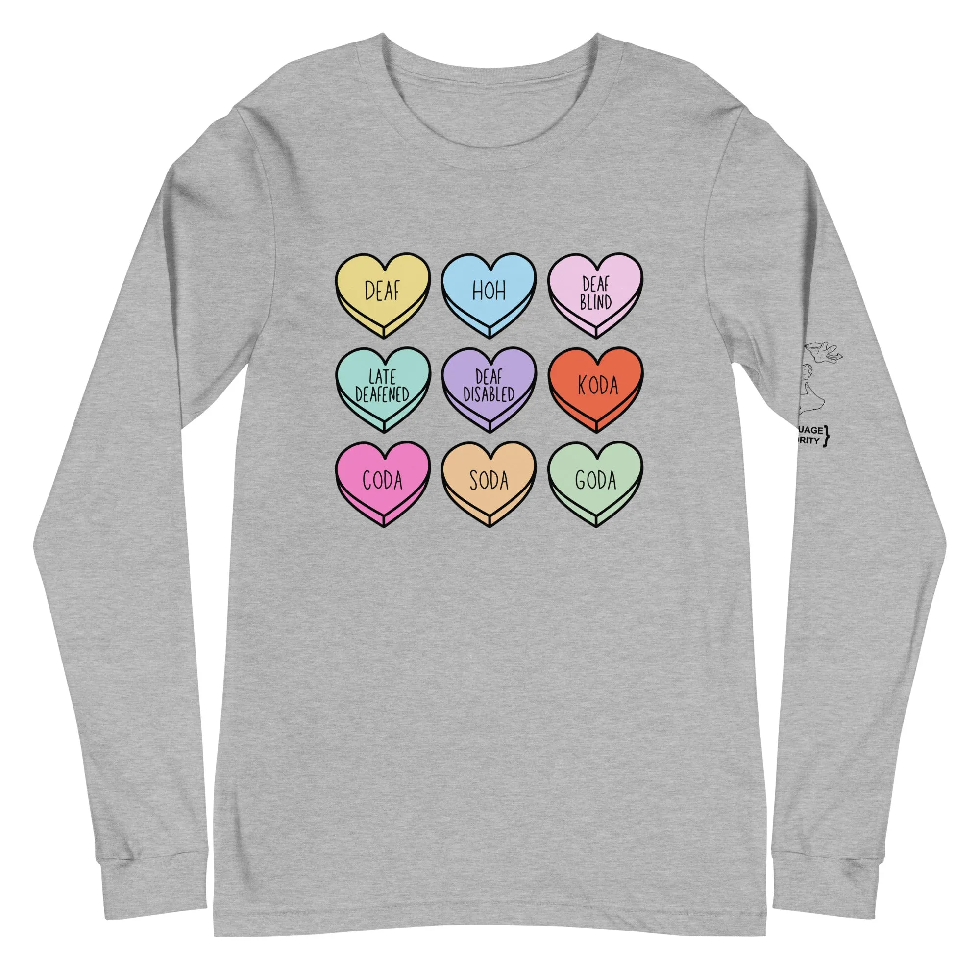 Deaf Community Hearts Long Sleeve Tee