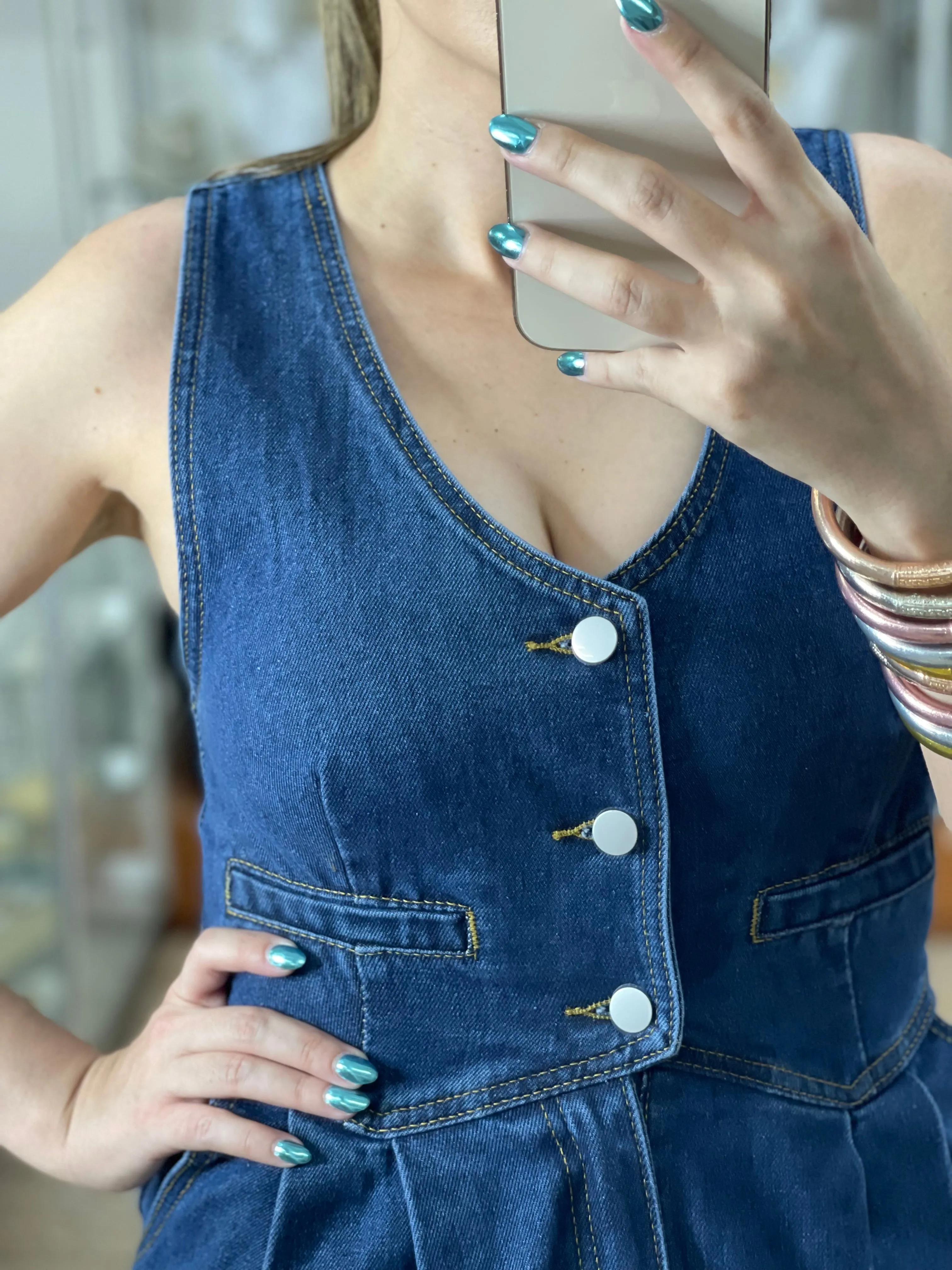 Denim Vest Jumpsuit