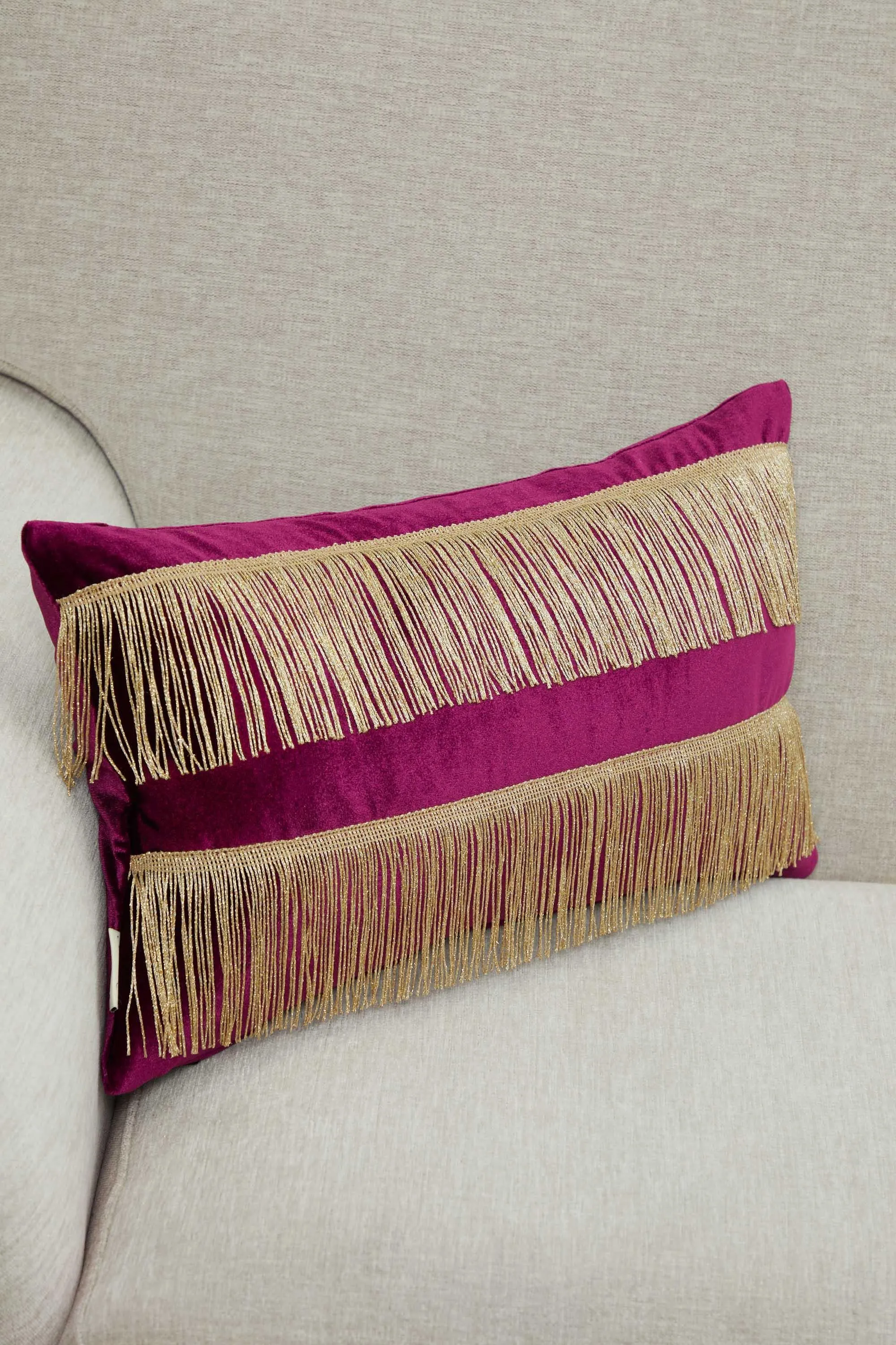 Double Lane Fringed Throw Pillow Cover, 20x12 Inches Large Decorative Pillow Cover for New Home Gift, Modern Home Pillow Designs,K-353