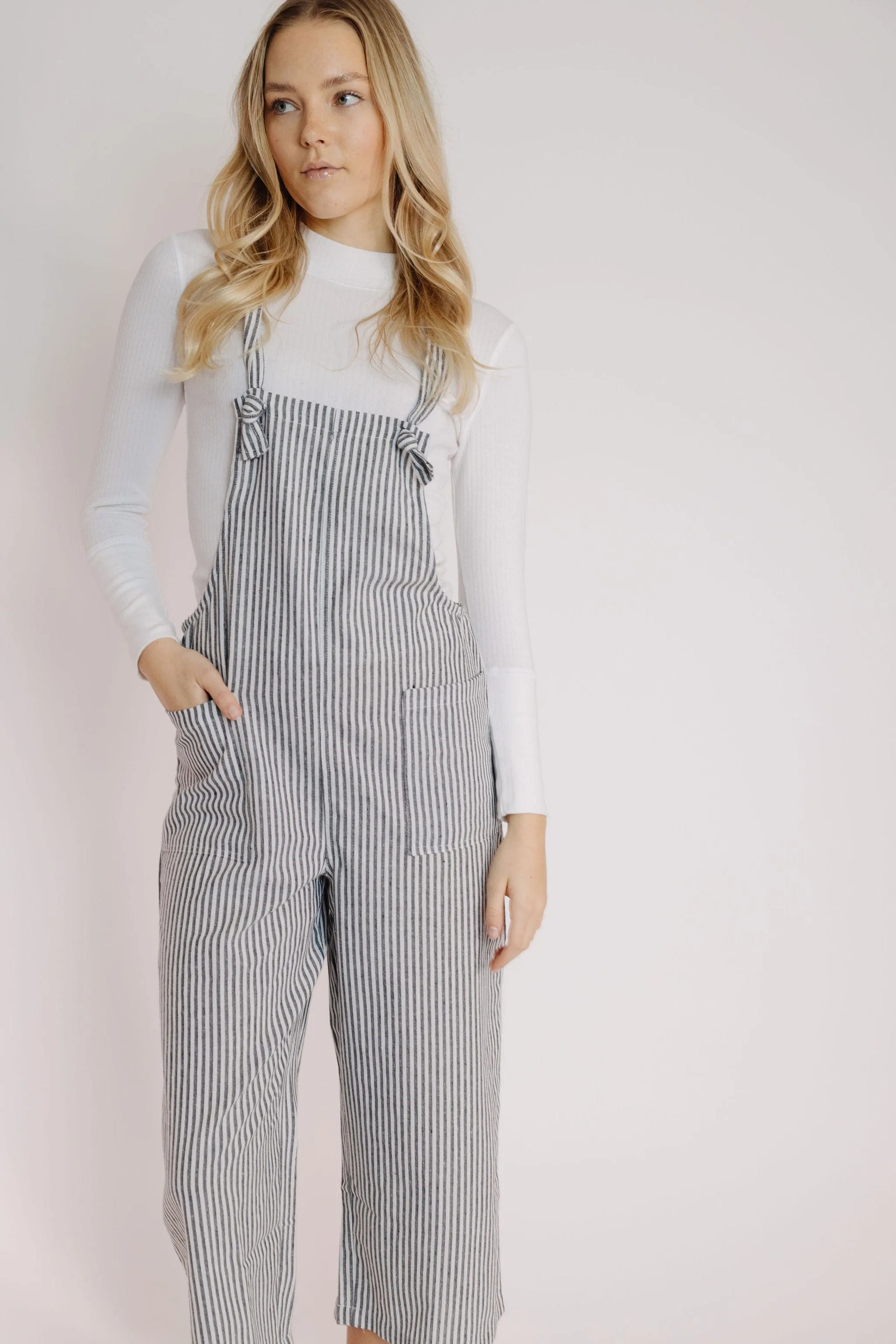 Eiffel Jumpsuit in Black-White Stripe