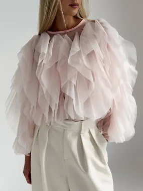 Elegant Tulle Detail Blouse