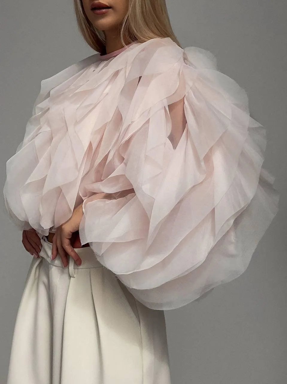 Elegant Tulle Detail Blouse