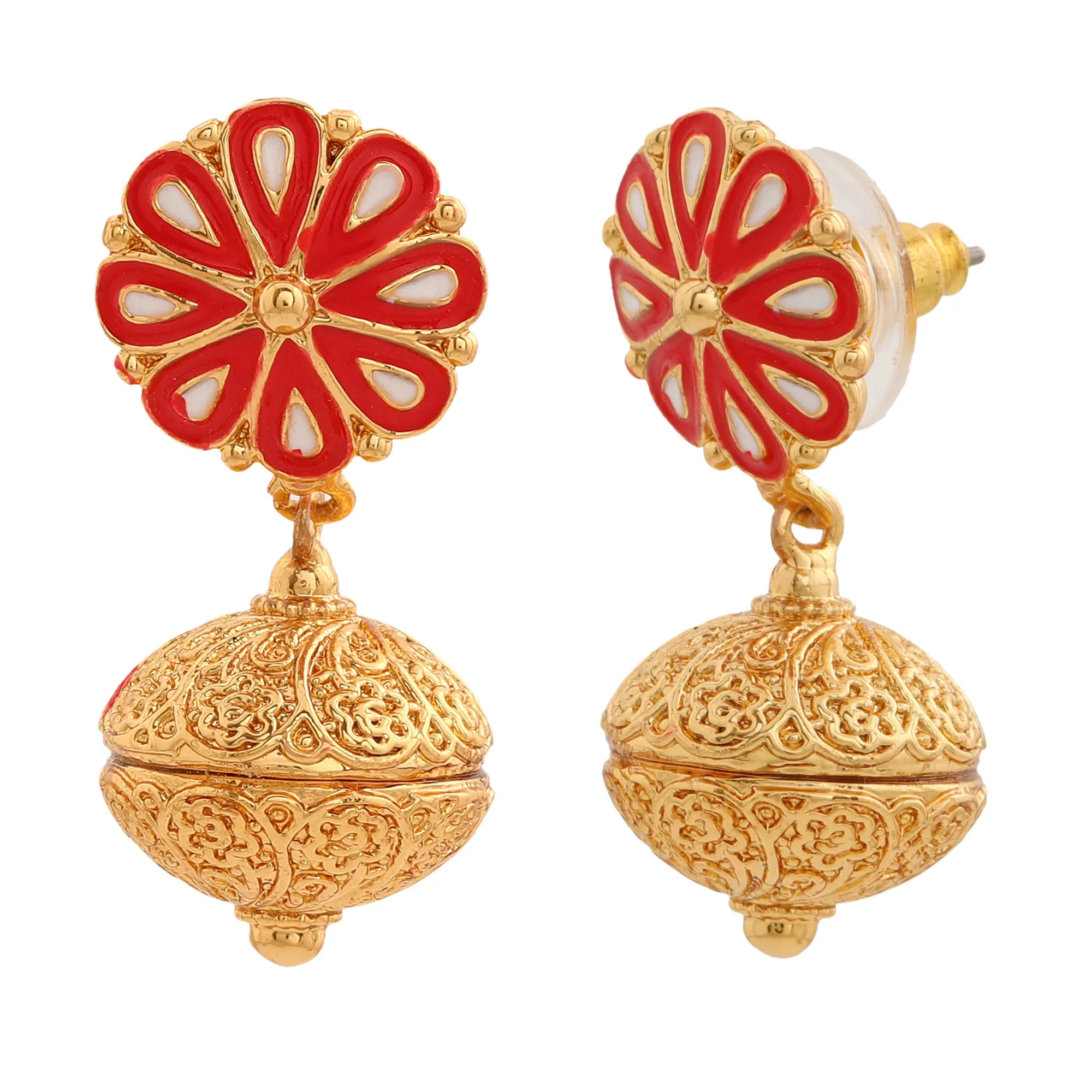 ESTELE - Trendy Gold Plated Pearl Dangle Earrings