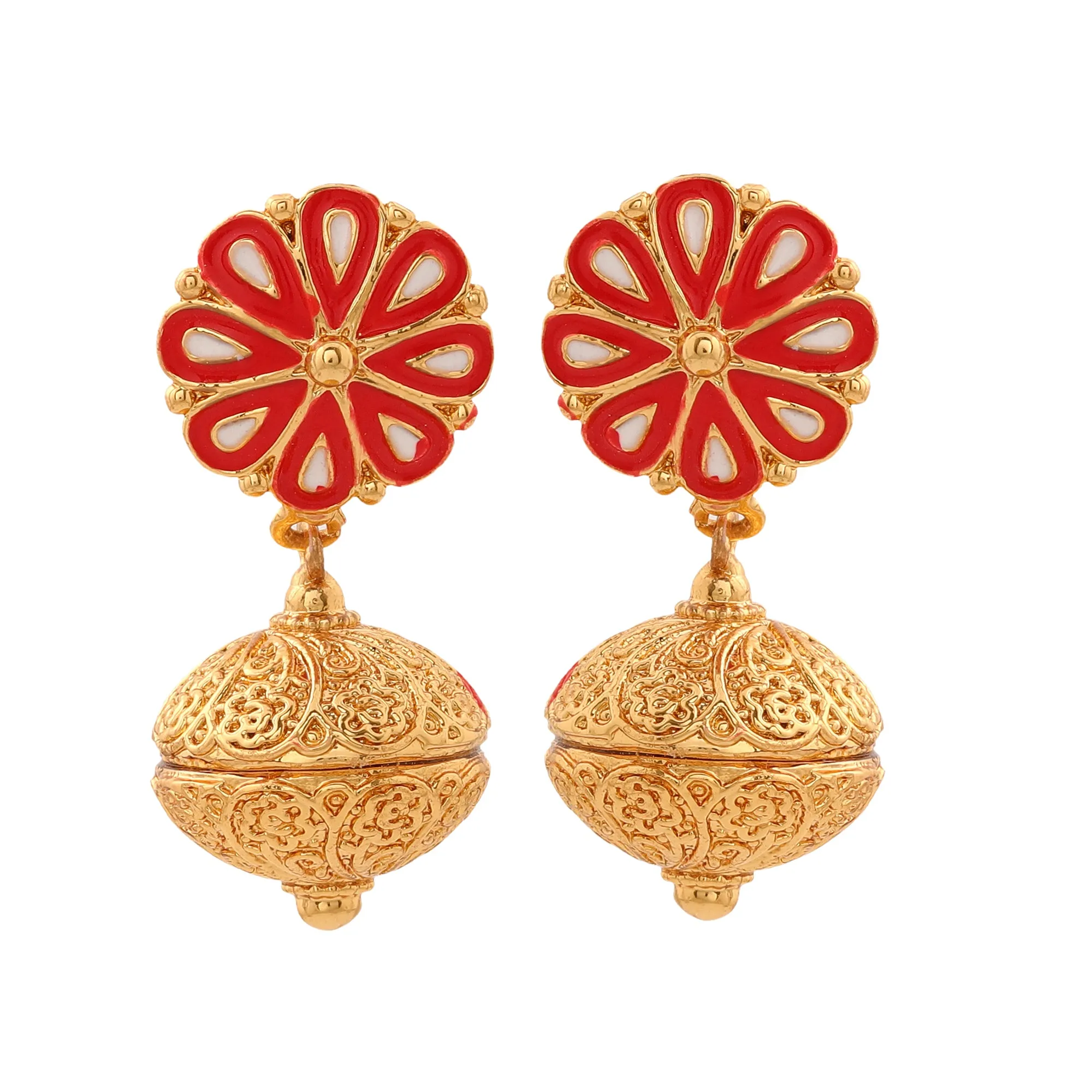 ESTELE - Trendy Gold Plated Pearl Dangle Earrings