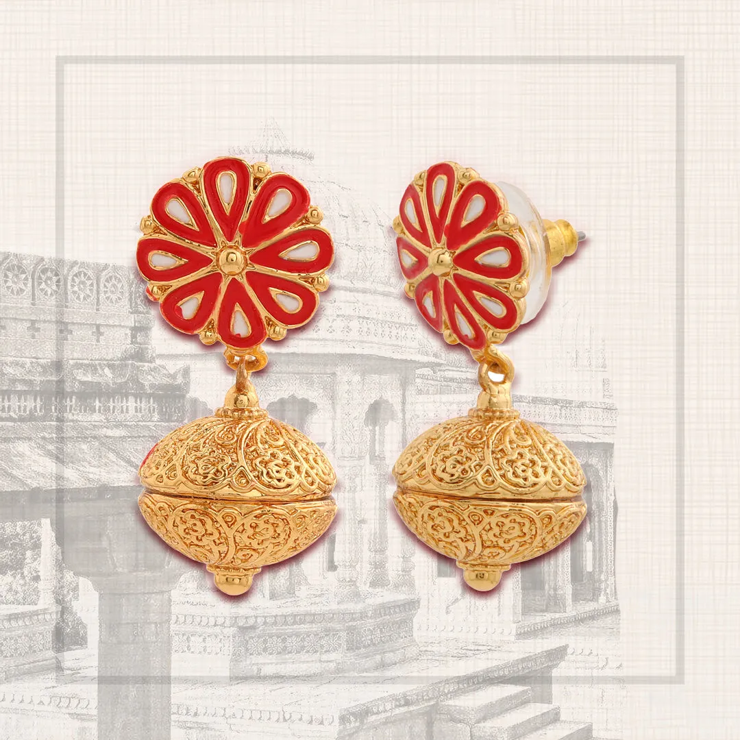 ESTELE - Trendy Gold Plated Pearl Dangle Earrings