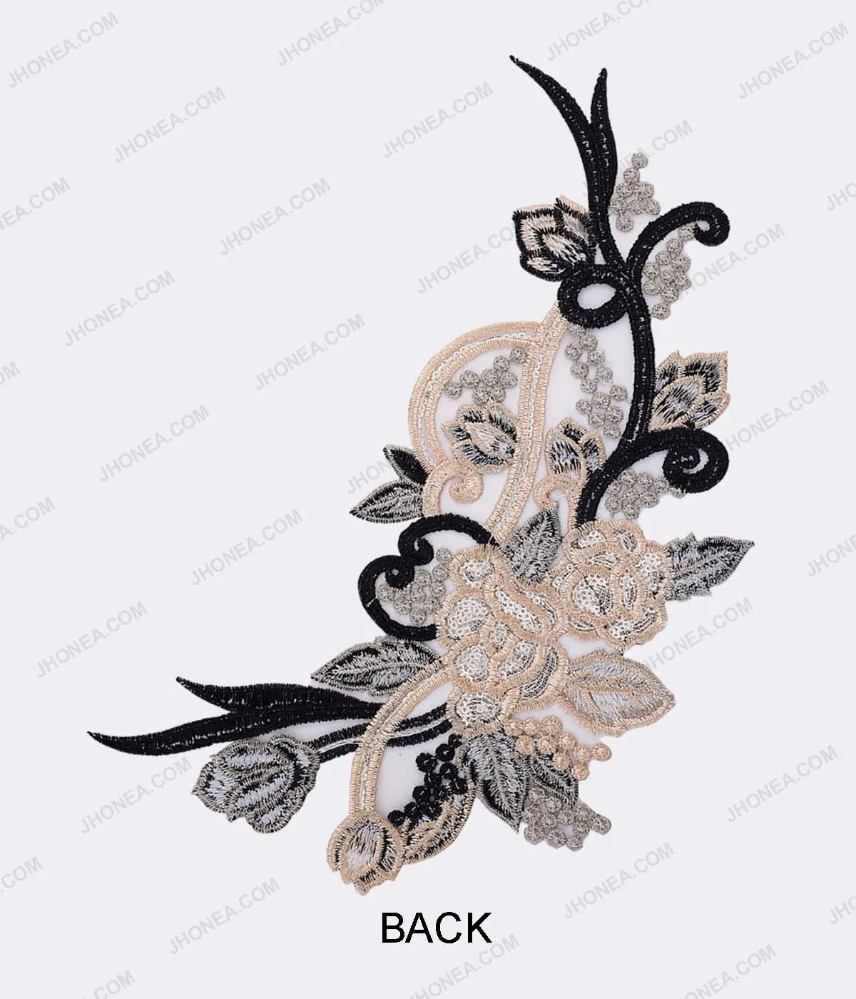 Exclusive Black & Gold Sequins Embroidery Patch for Kaftans