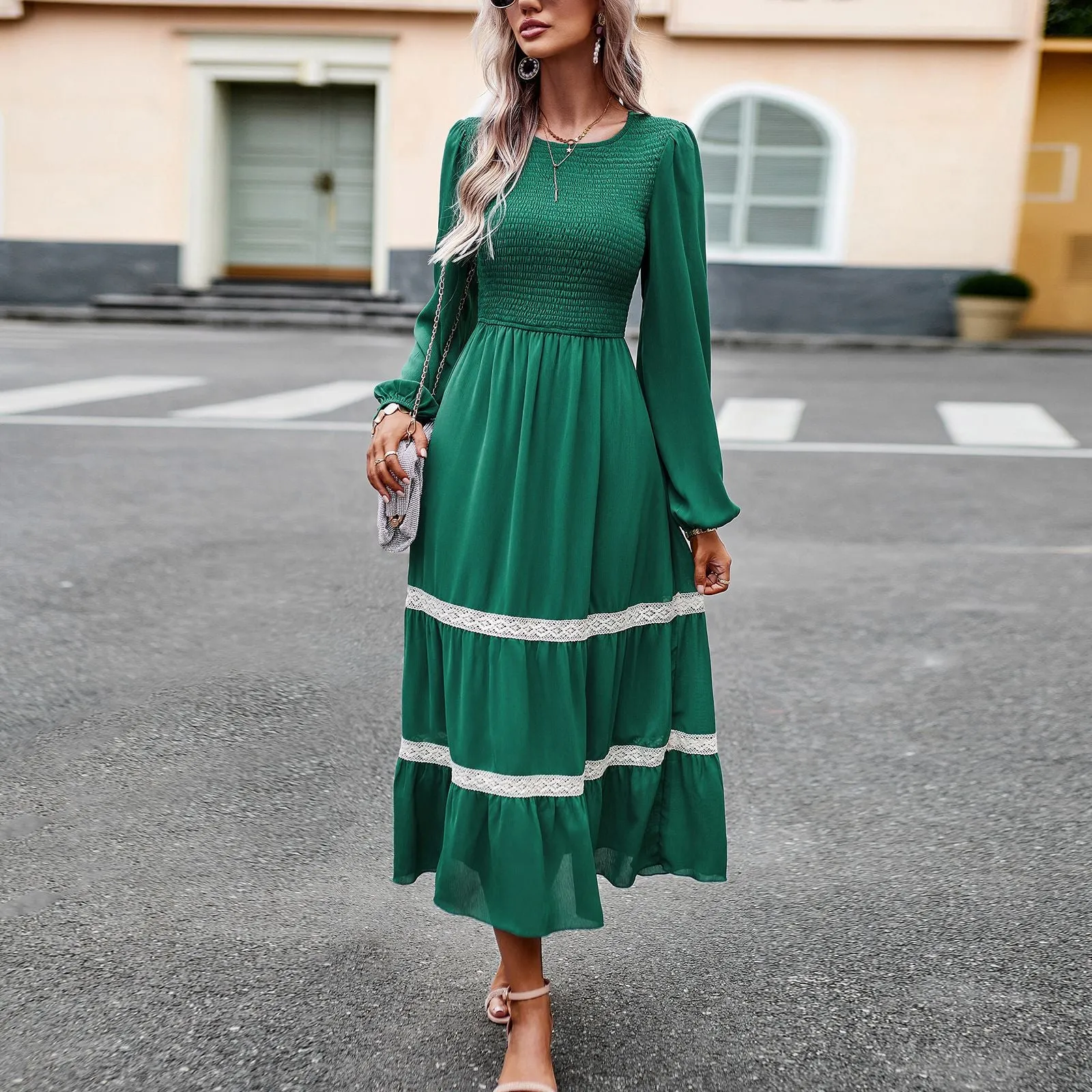 Fall Winter Chic Elegant Long Sleeve Long Dress