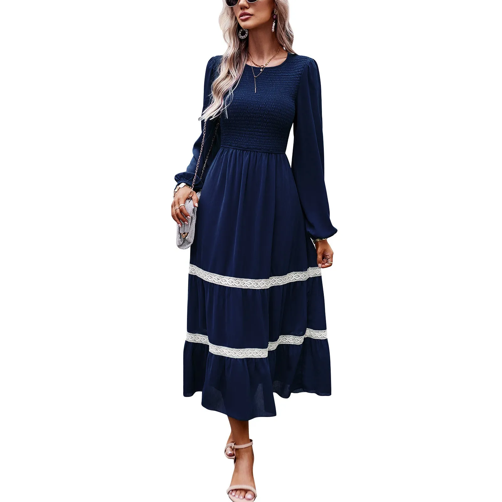 Fall Winter Chic Elegant Long Sleeve Long Dress