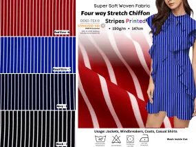 Four way Stretch Chiffon Stripes Printed