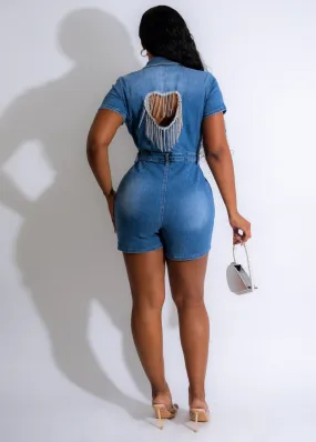 Gimme That Rhinestones Denim Romper