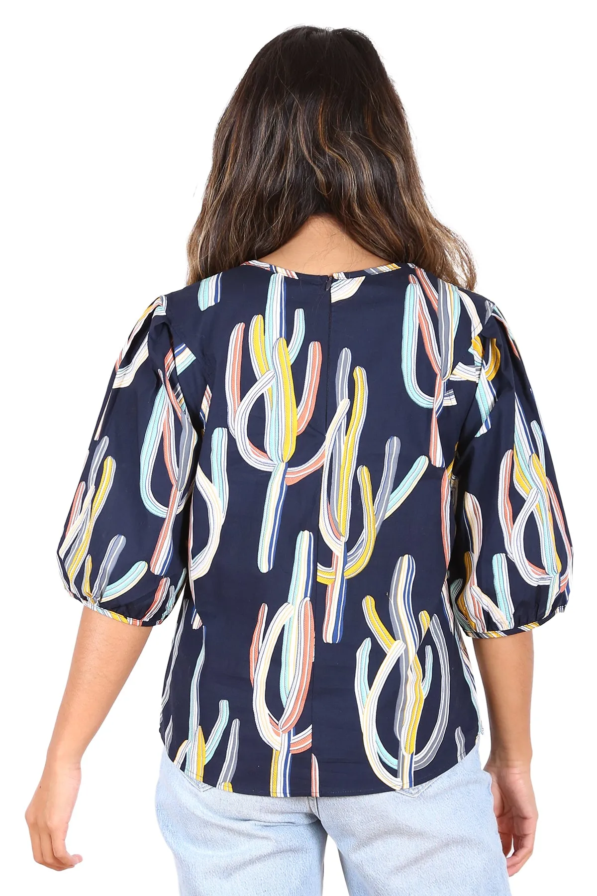 Go West Blouse Navy in Cotton