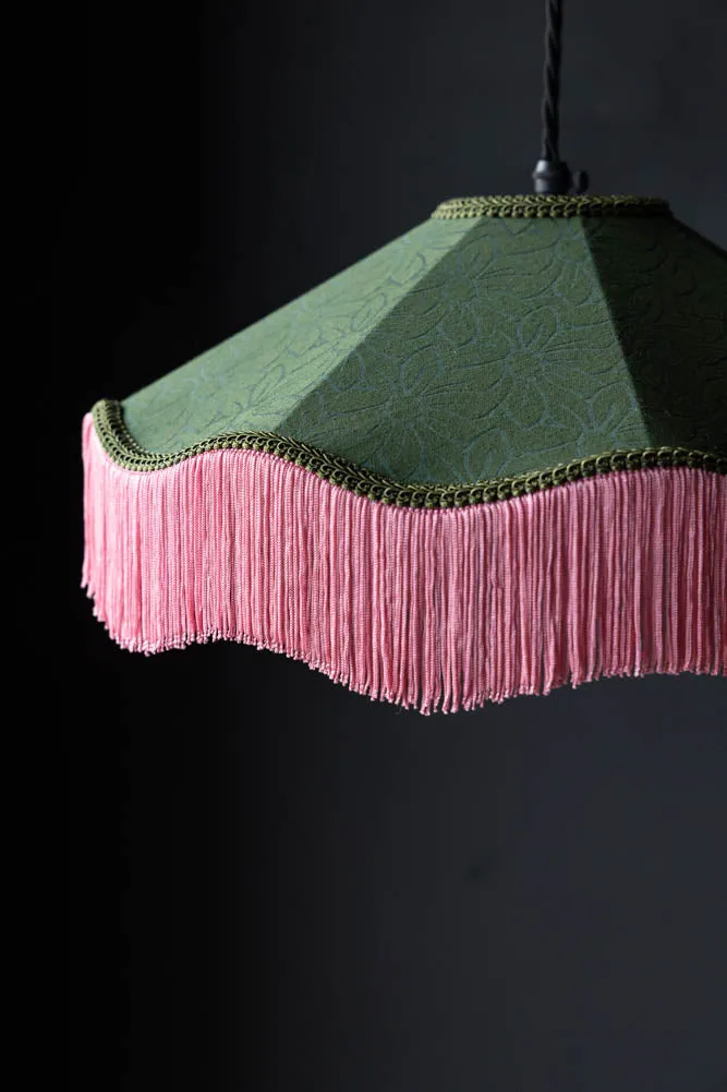 Green & Pink Tassel Ceiling Light Shade