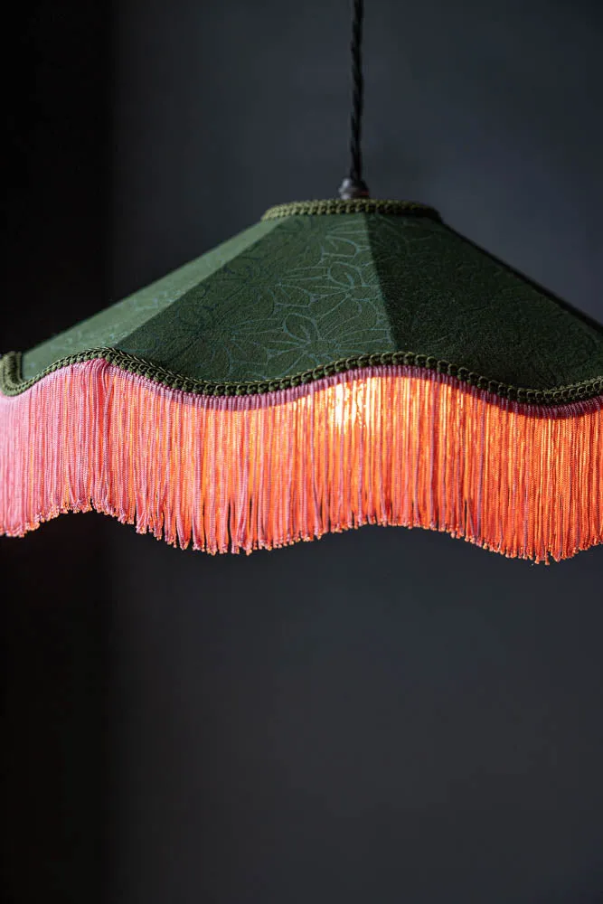 Green & Pink Tassel Ceiling Light Shade