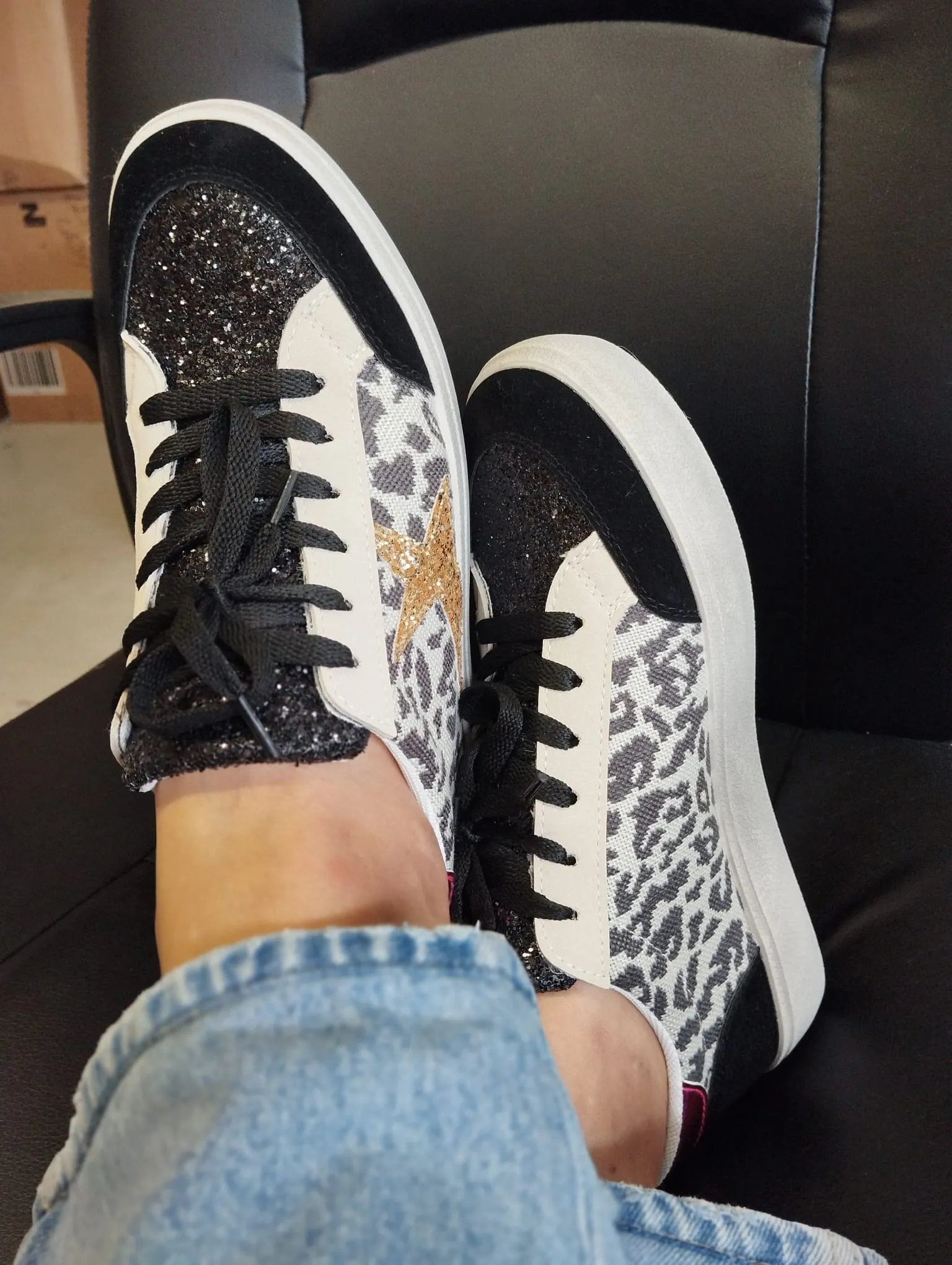 Heidi Black Glitter Upper Trainers