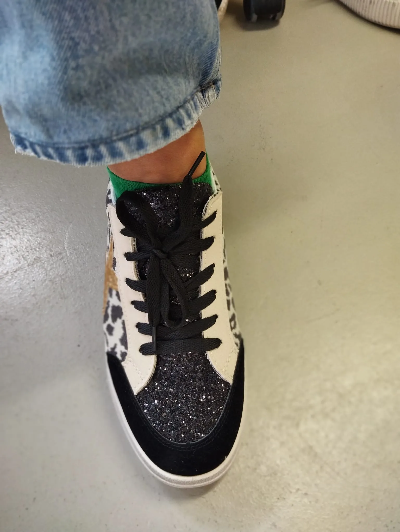 Heidi Black Glitter Upper Trainers