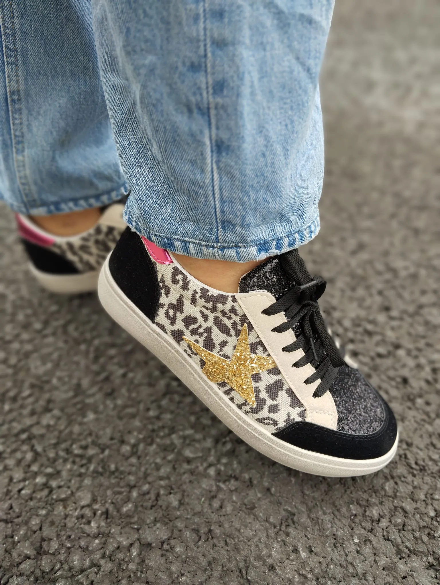 Heidi Black Glitter Upper Trainers