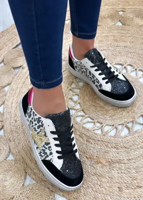 Heidi Black Glitter Upper Trainers