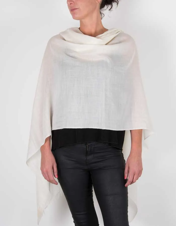 Ivory Shawl Wool Silk Mix