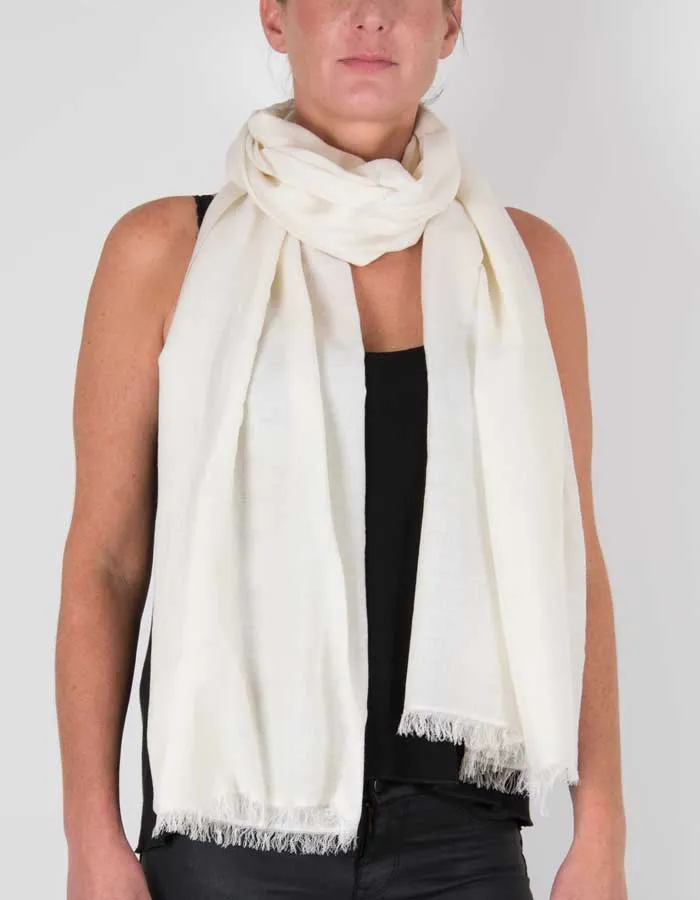 Ivory Shawl Wool Silk Mix