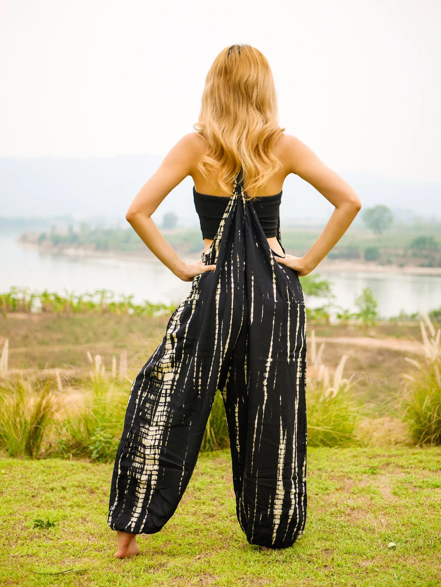 K0905- Hand Dyed  Hippie Racerback Jumpsuit Romper