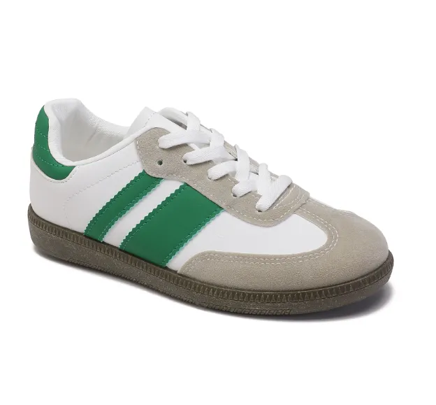 Larsa White/Green Lace Up Sneakers