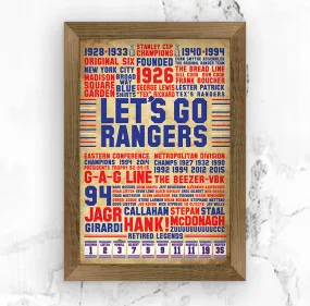 Lets Go Rangers Vintage Poster