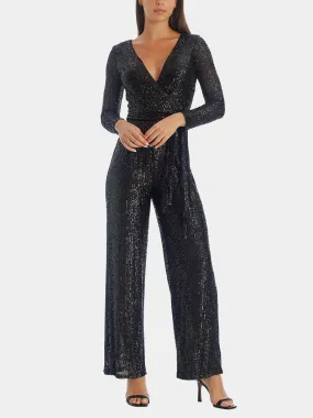 Long Sleeve Wrap Bodice Jumpsuit