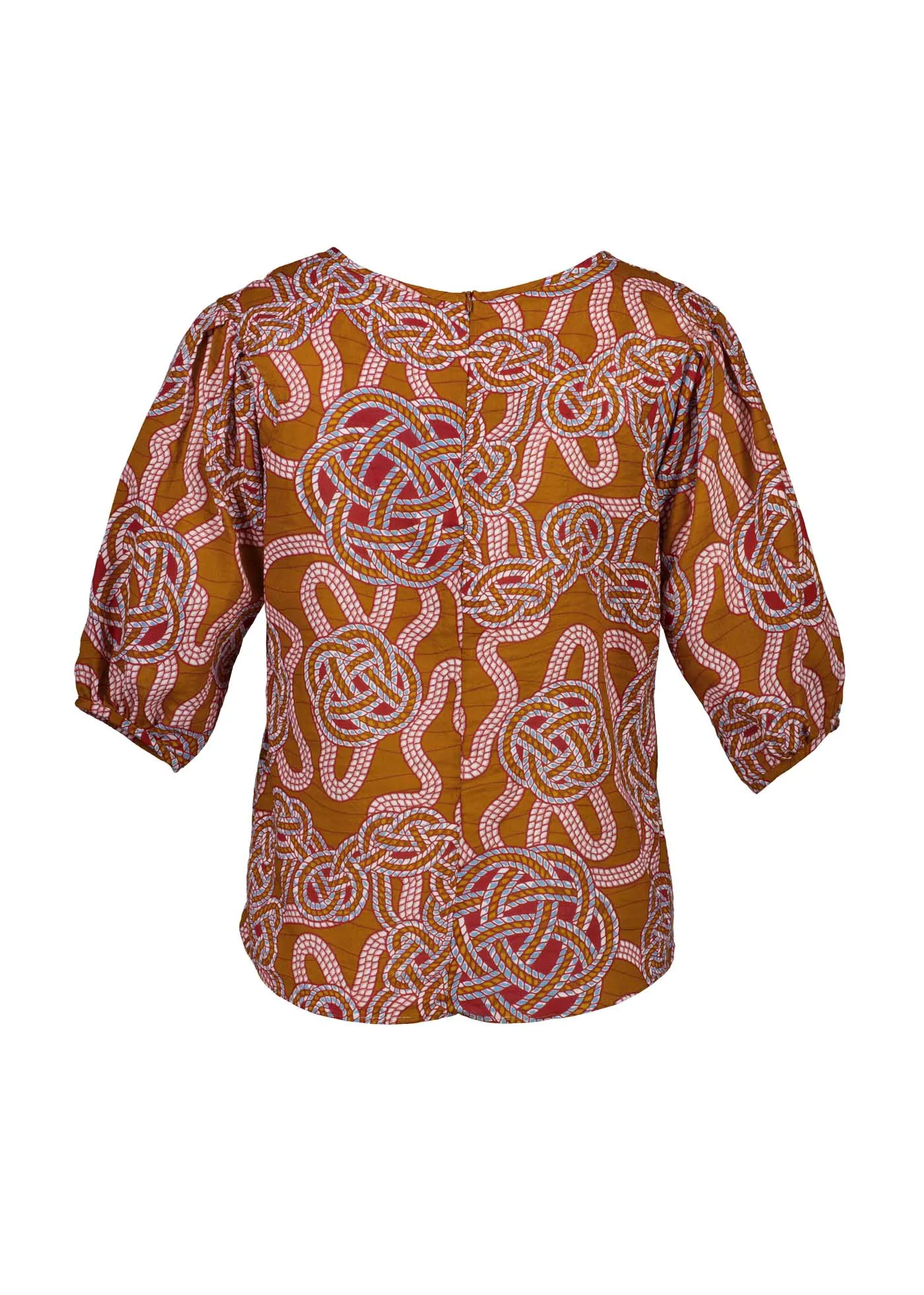 Loveknots Blouse Caramel in Seersucker