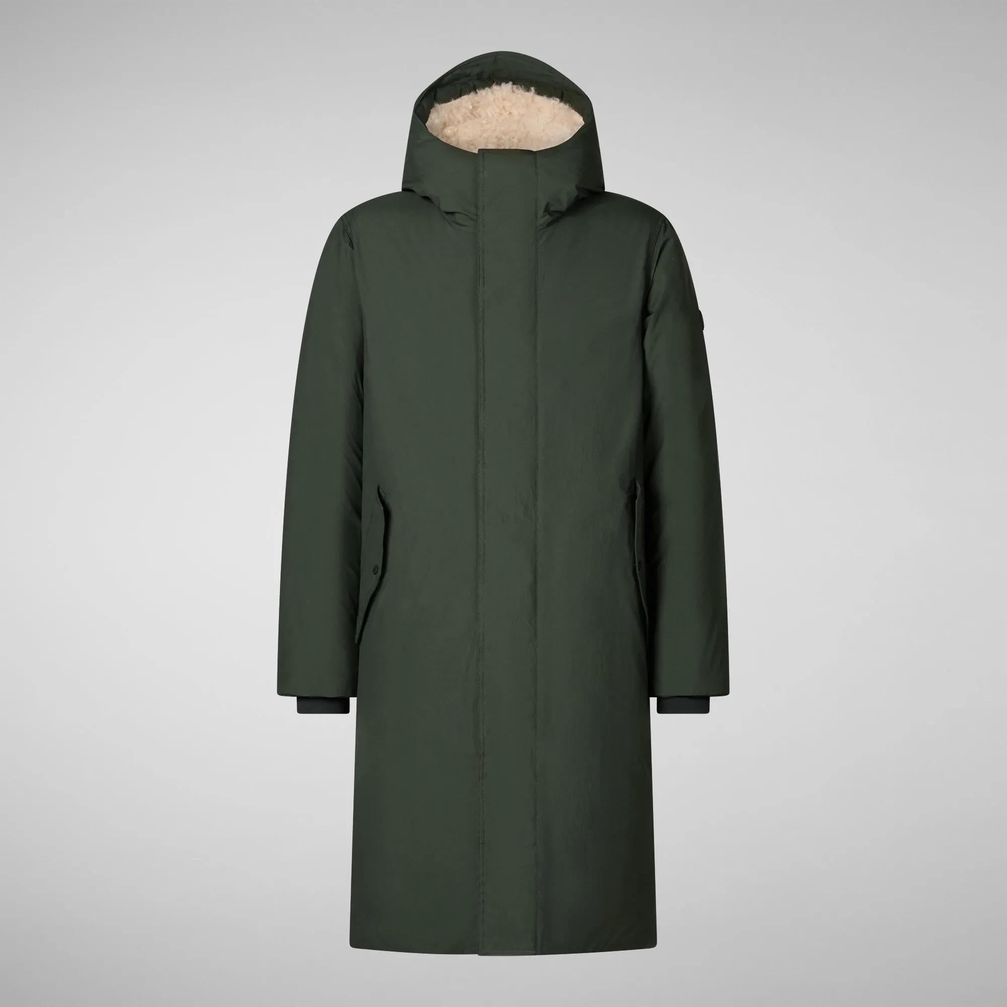 Man's hooded parka Killian in land green