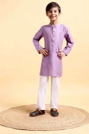 Mauve Cotton Silk Kurta & Pajama Set