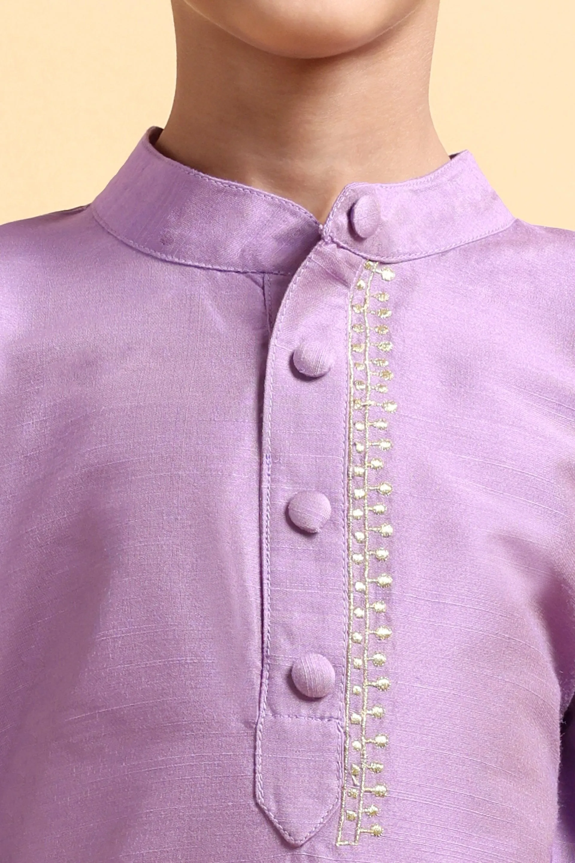 Mauve Cotton Silk Kurta & Pajama Set