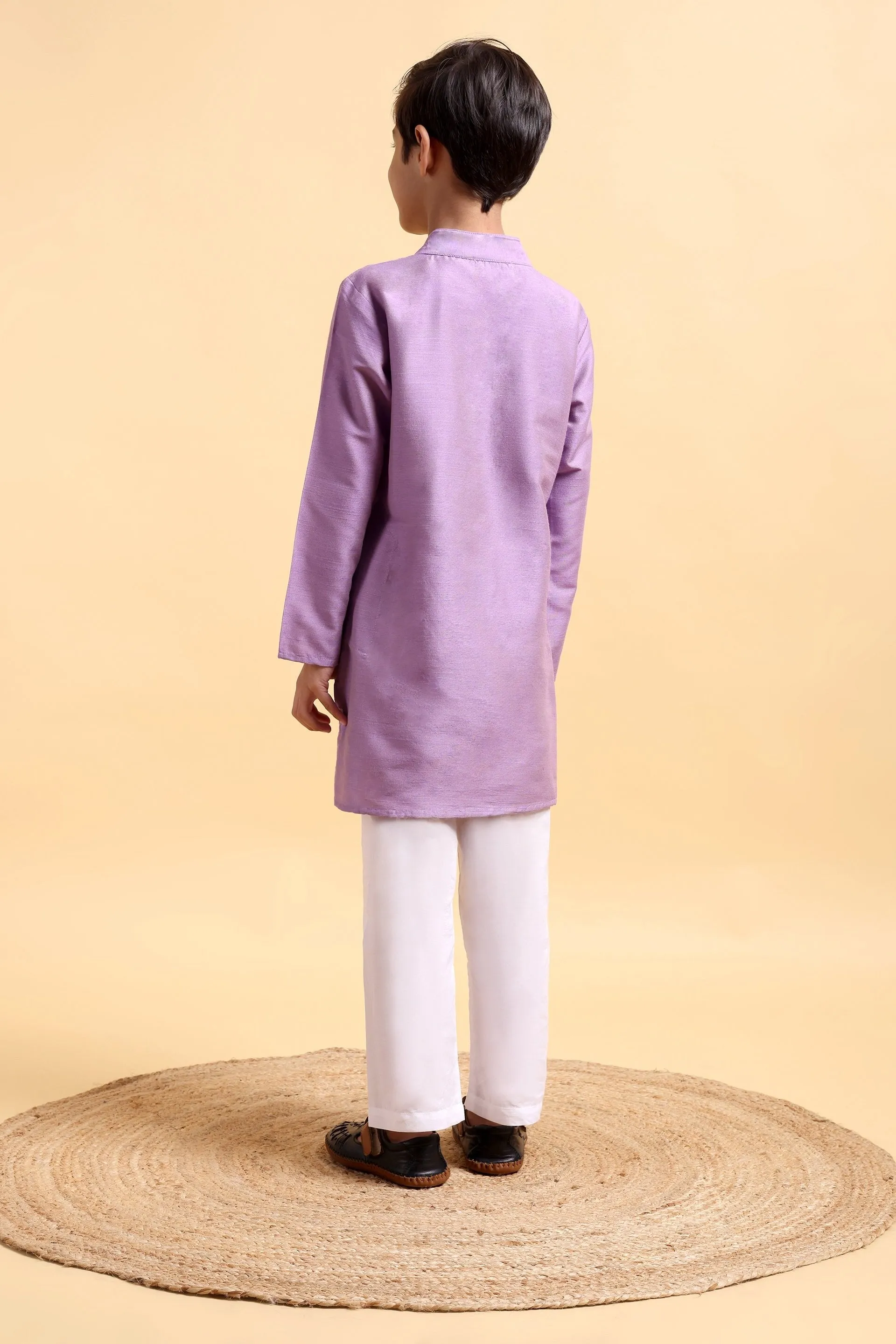 Mauve Cotton Silk Kurta & Pajama Set