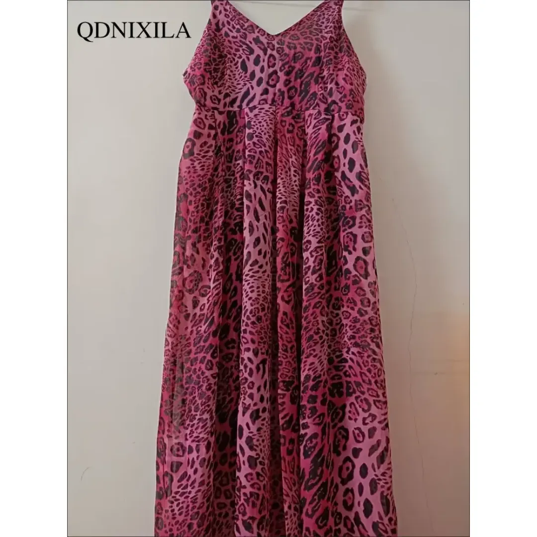 Maxi Dress - 2024 Fashion Sexy Leopard V-Neck Elegant Party Dress