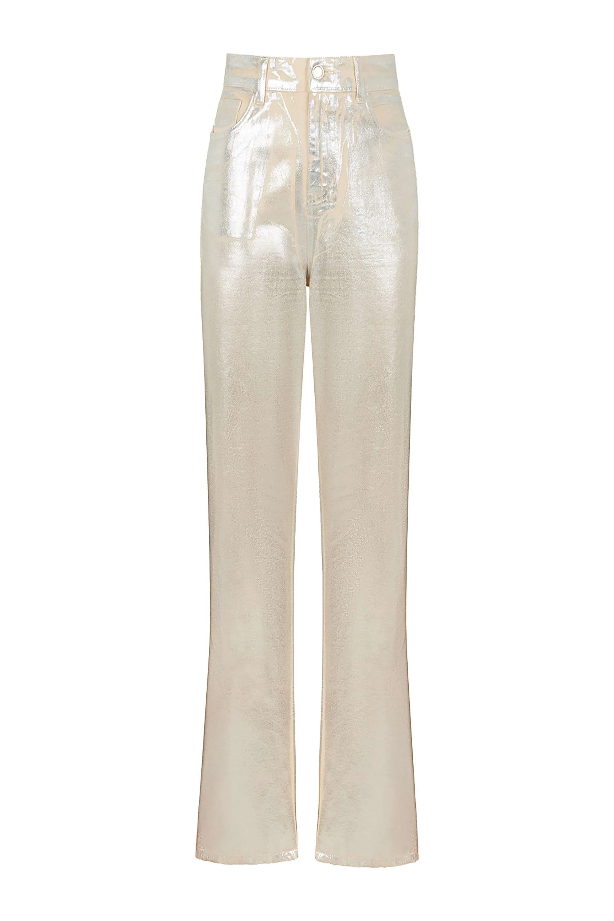 Metallic Straight Leg Jeans