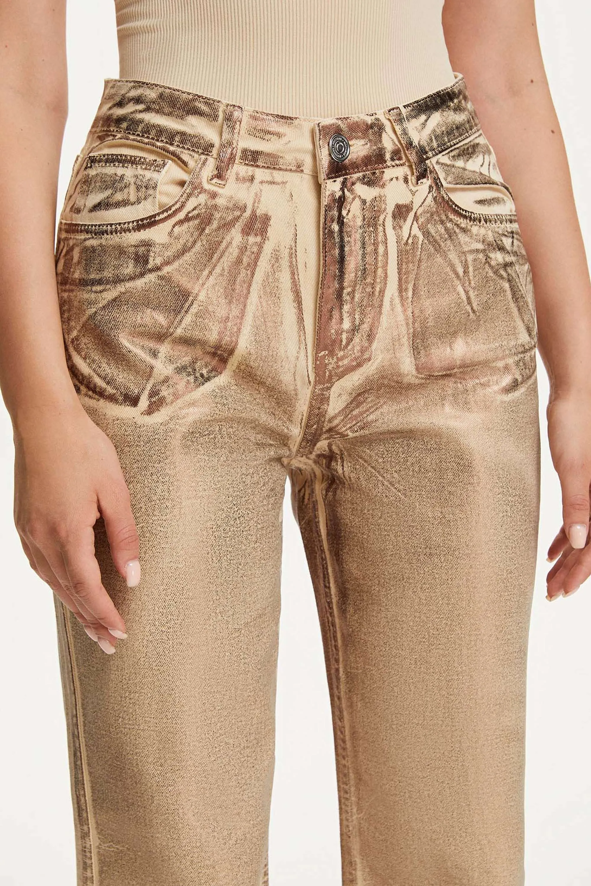 Metallic Straight Leg Jeans