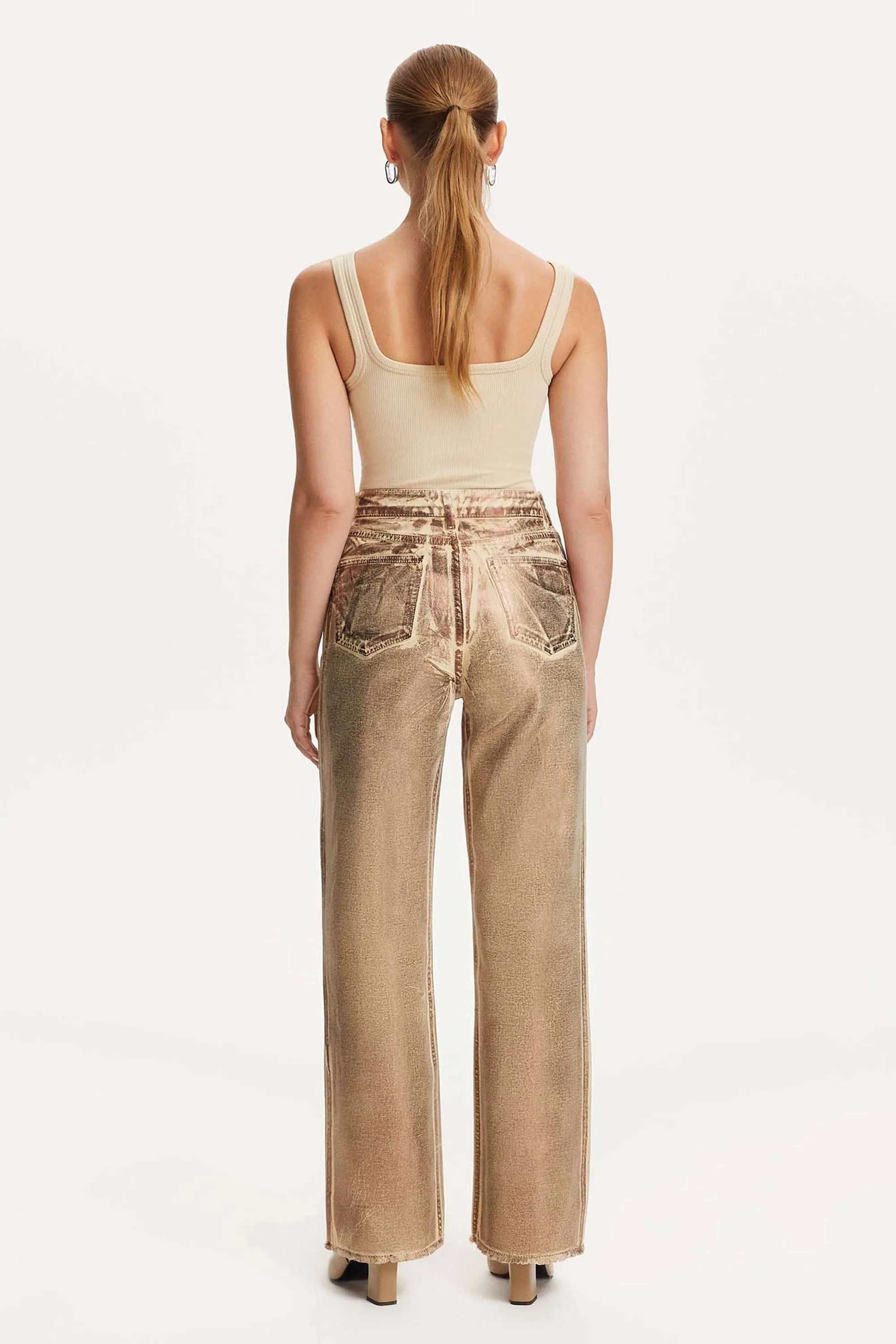 Metallic Straight Leg Jeans