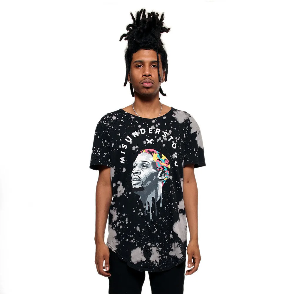 Misunderstood Dennis Rodman Vintage Tie Dye Curved Hem Tee