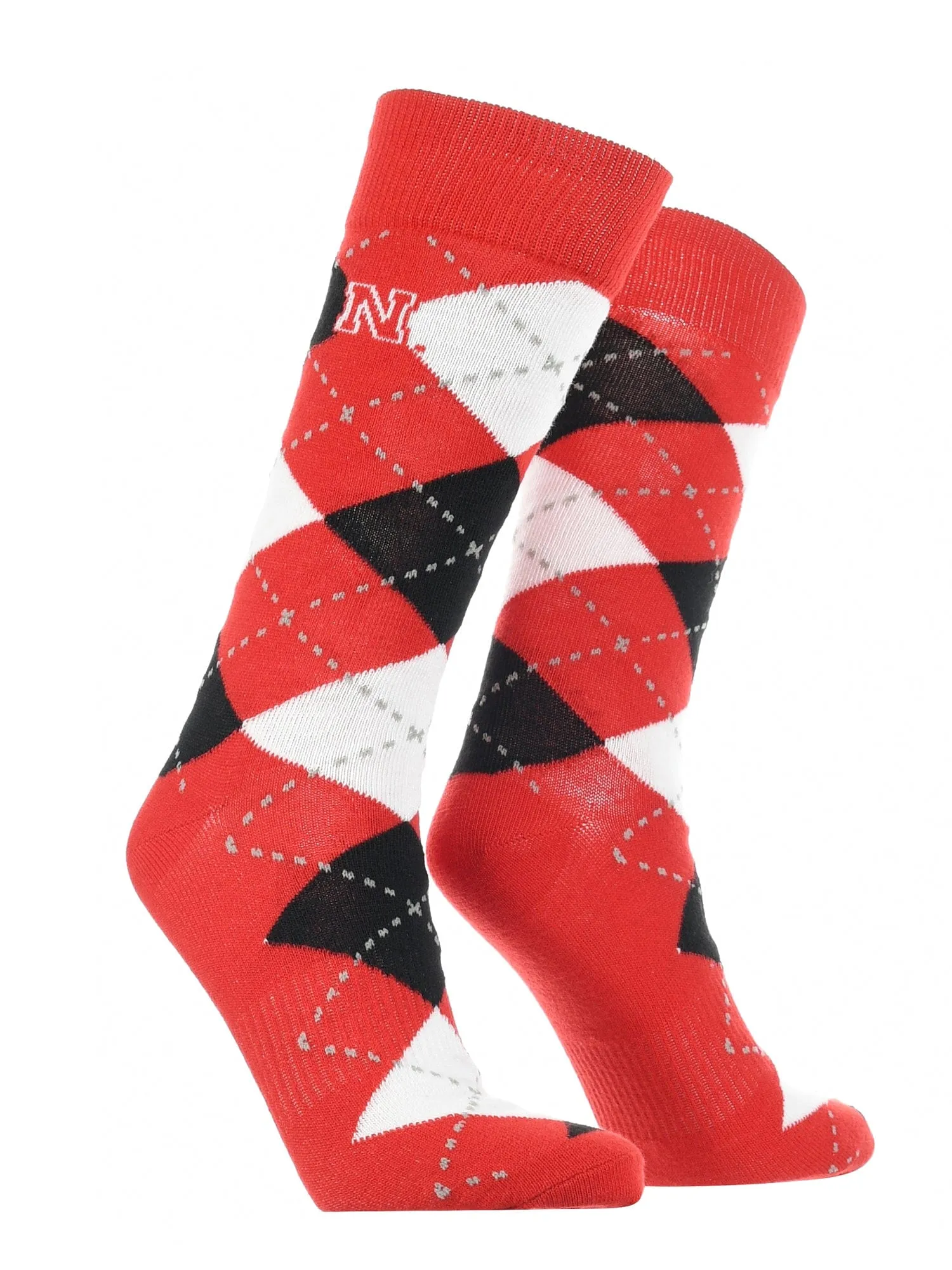 Nebraska Cornhuskers Argyle Dress Socks NCAA Fanwear Crew Length