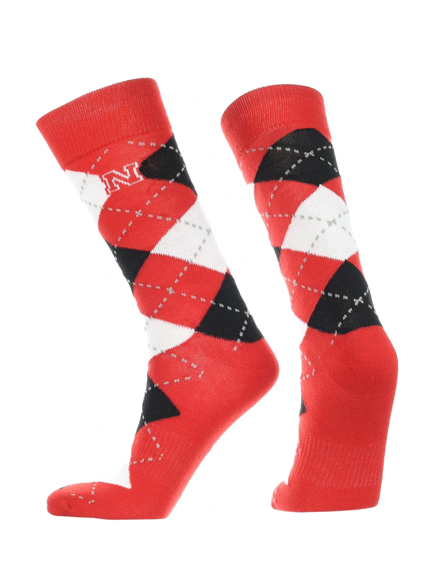 Nebraska Cornhuskers Argyle Dress Socks NCAA Fanwear Crew Length