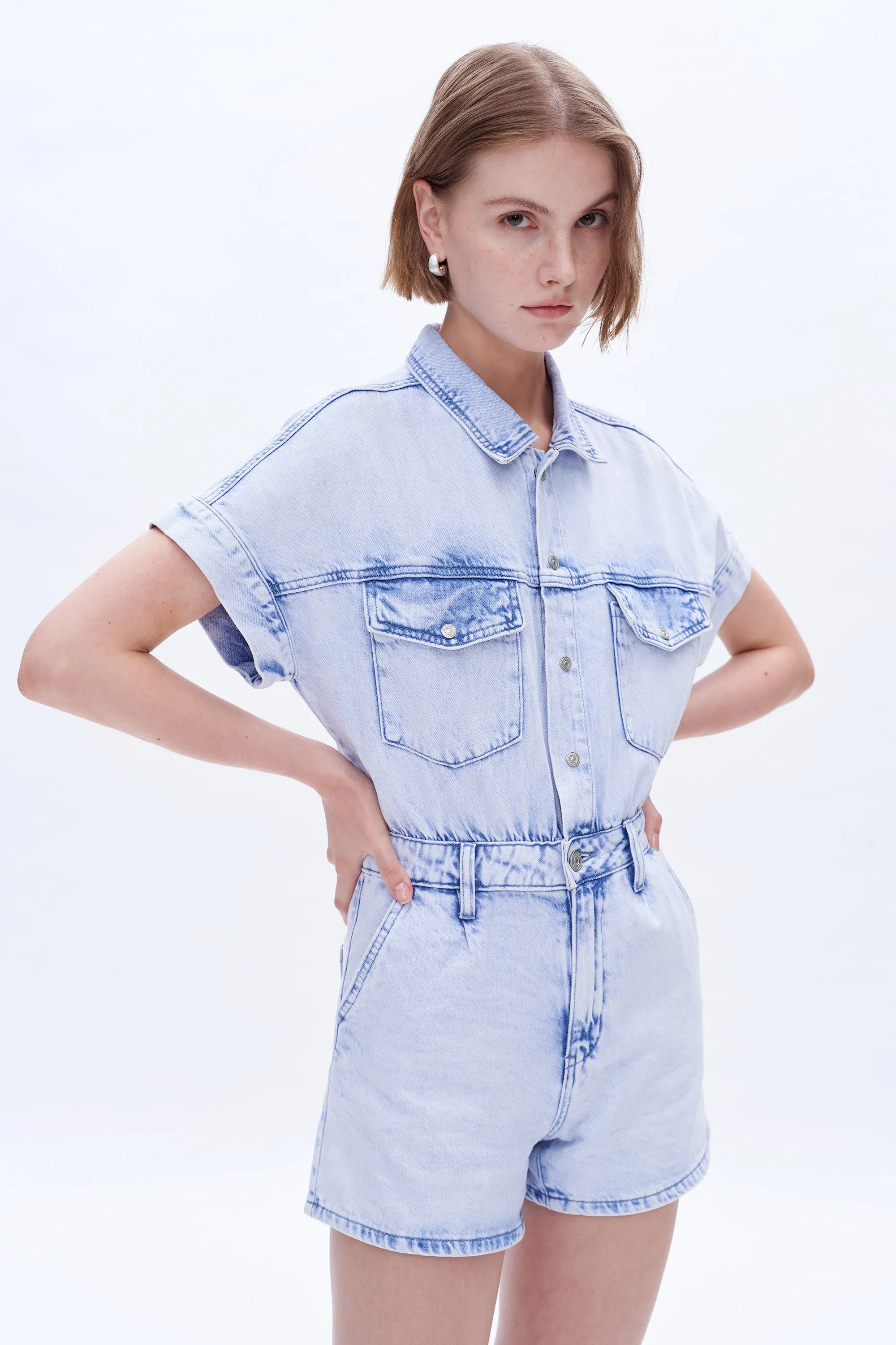 NORA DENIM ROMPERS BYRL010 (BYHE024) SKY BLUE