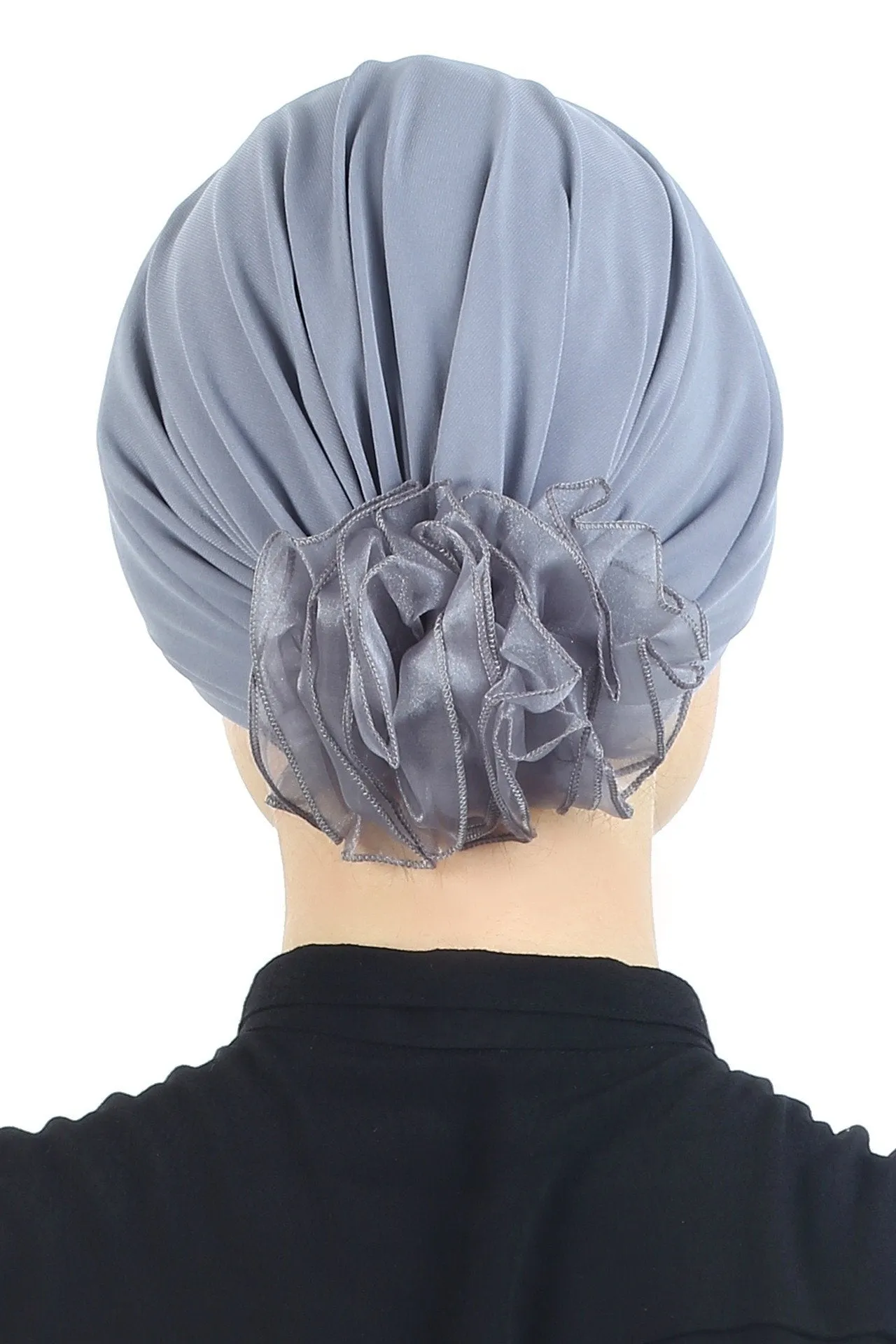 Padded and Folded Front Hat with Chiffon Flower