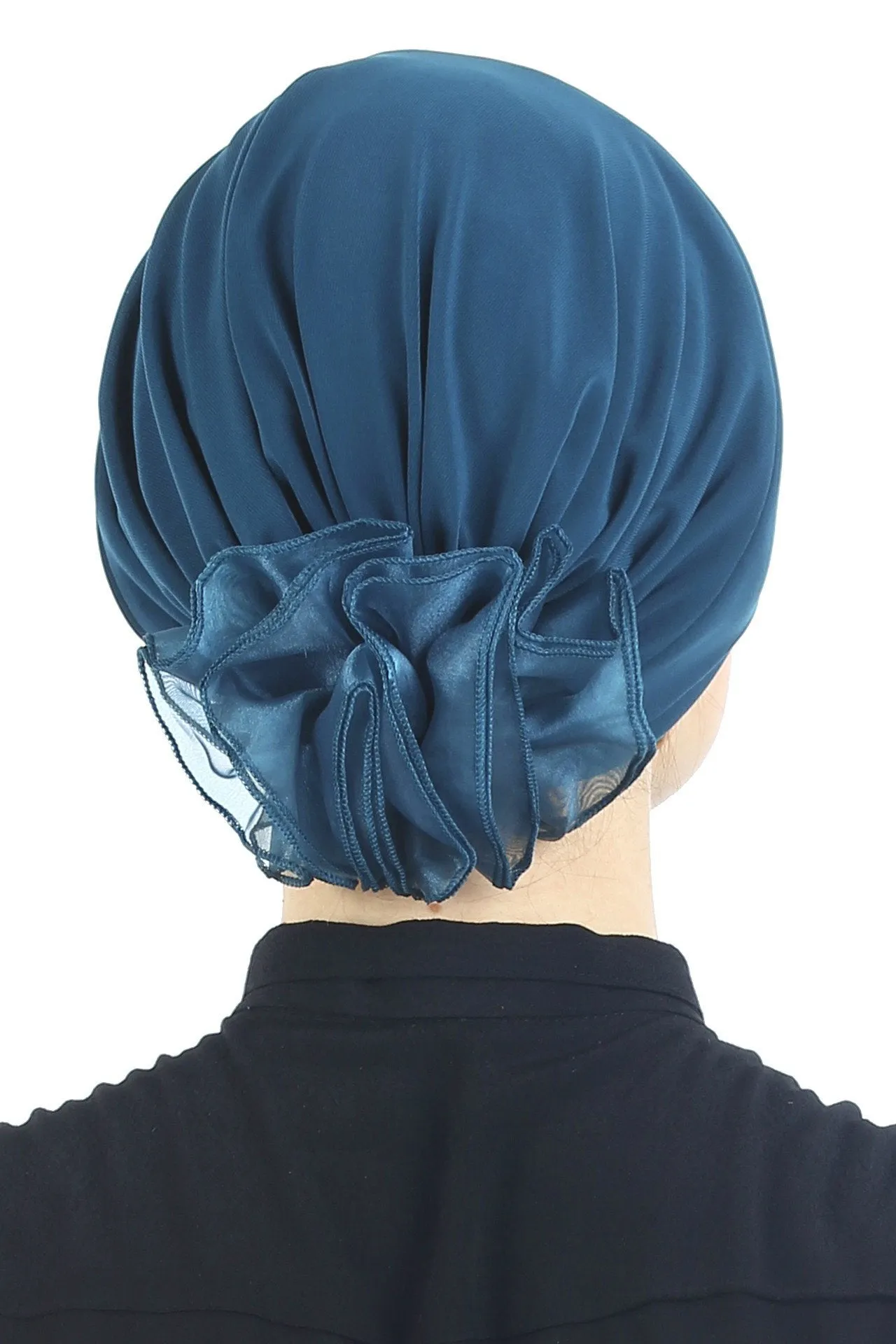 Padded and Folded Front Hat with Chiffon Flower