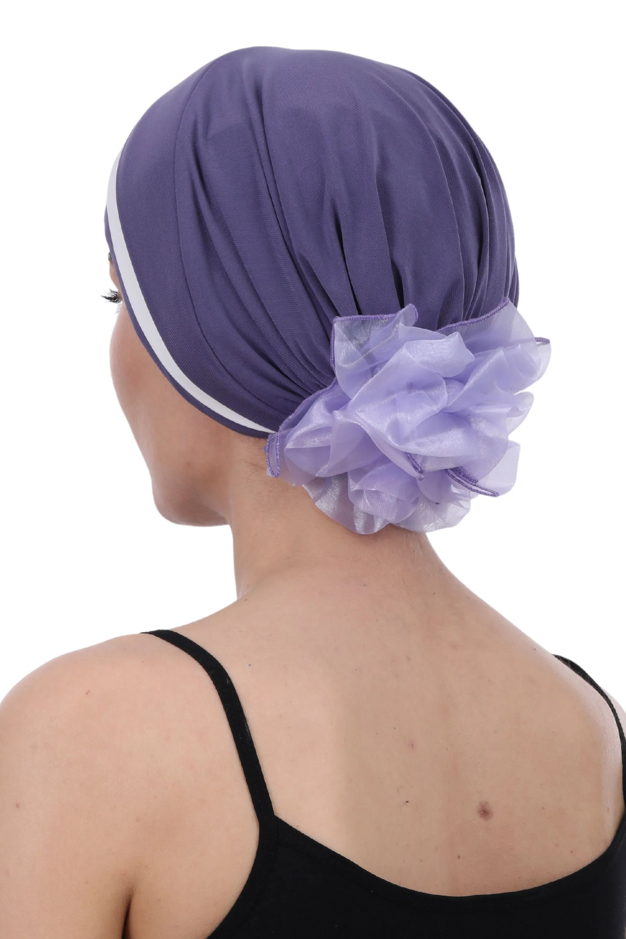 Padded and Folded Front Hat with Chiffon Flower